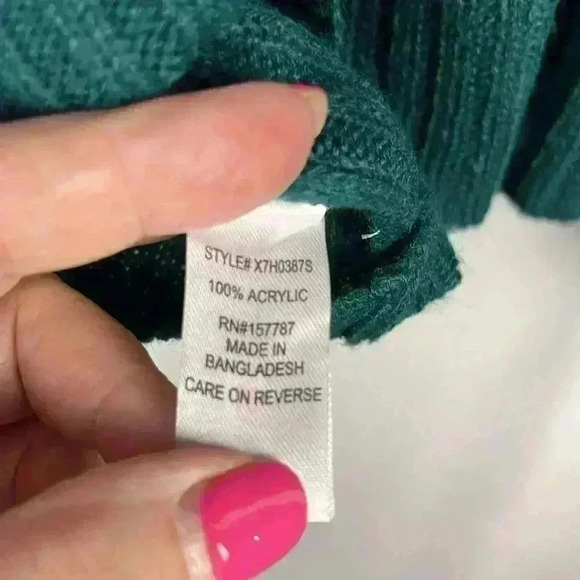 Made With Love Womens Cardigan Forest Green 2X V-Neck Zip Ribbed Wide Cuffs NWT - Picture 9 of 13